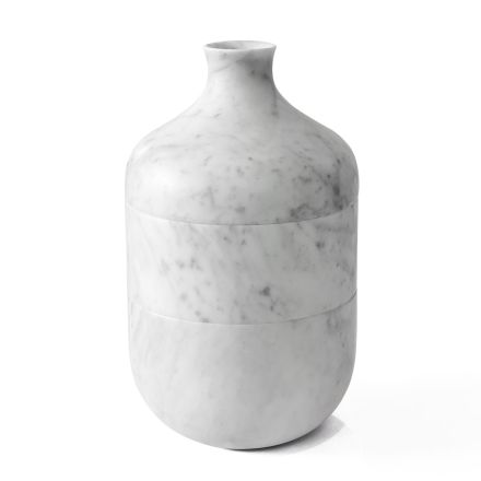 Decorative Vase in White Carrara Marble Italian Luxury Design - Calar Viadurini