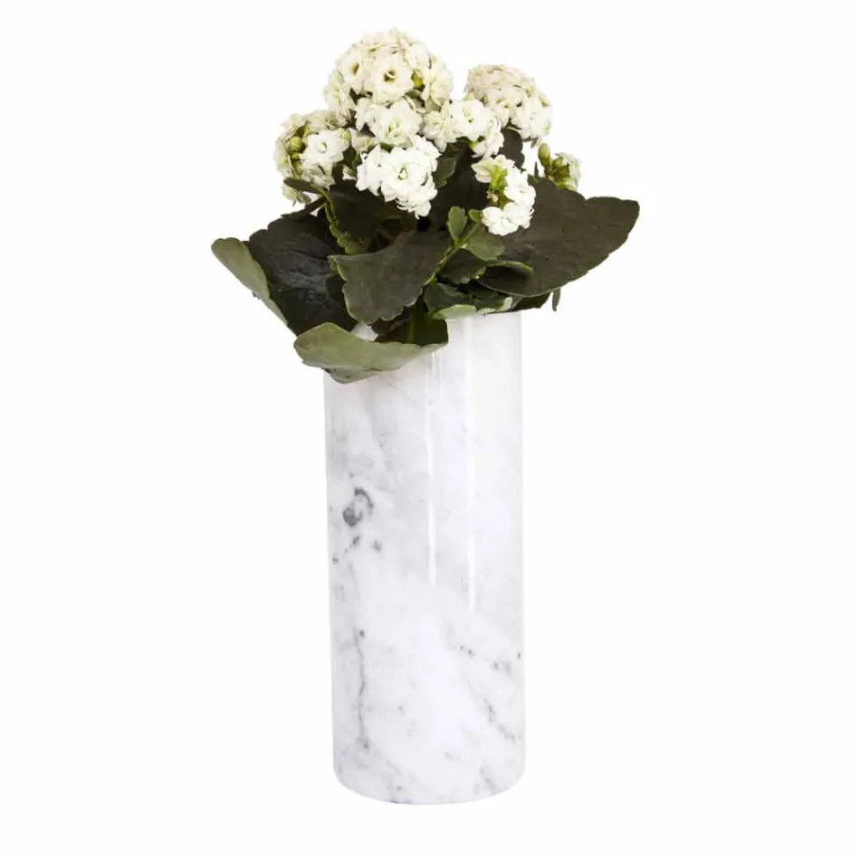 White Carrara Marble Decorative Vase Made in Italy Design - Nevea Viadurini