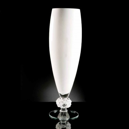 Decorative Vase in White and Transparent Glass Handmade in Italy - Crezia Viadurini