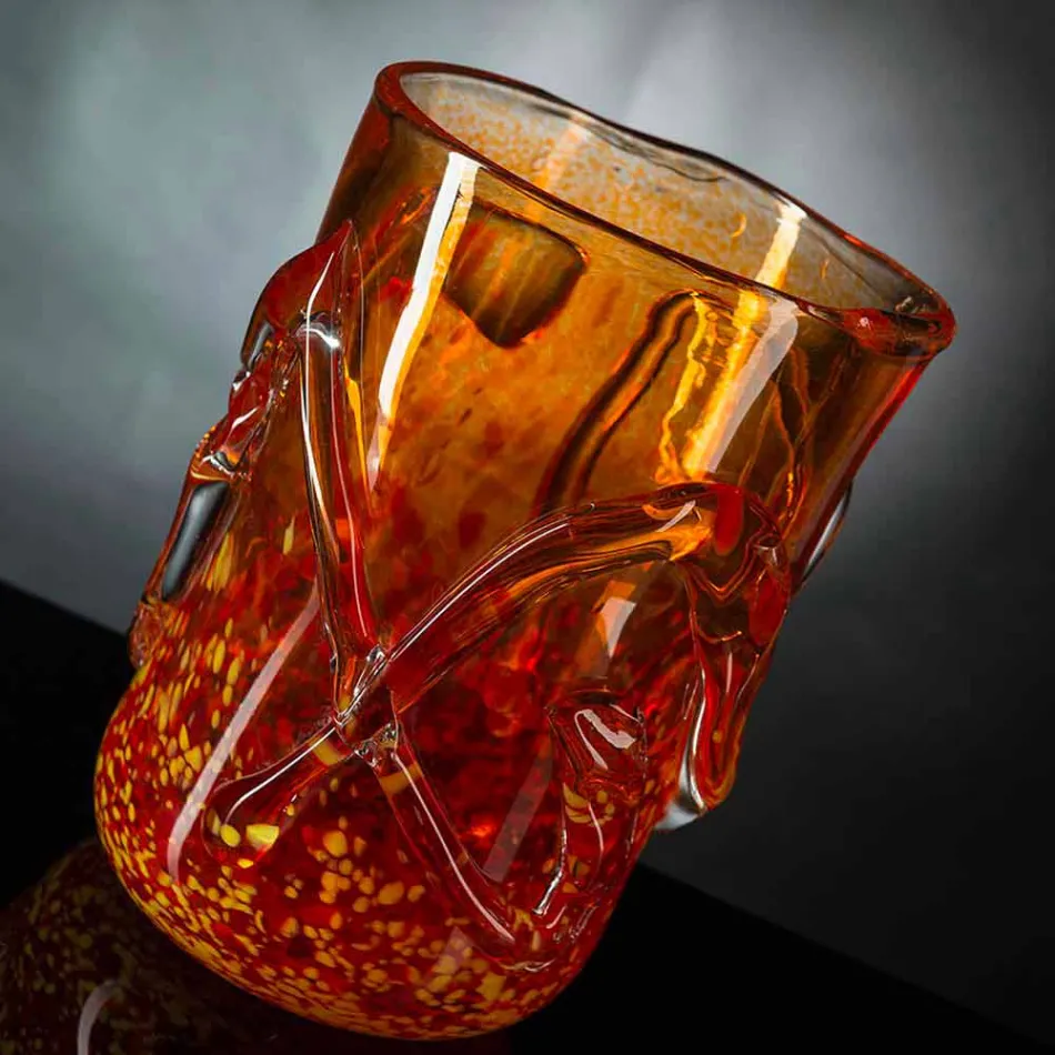 Orange Murano Blown Glass Decorative Vase Made in Italy - Mister Viadurini