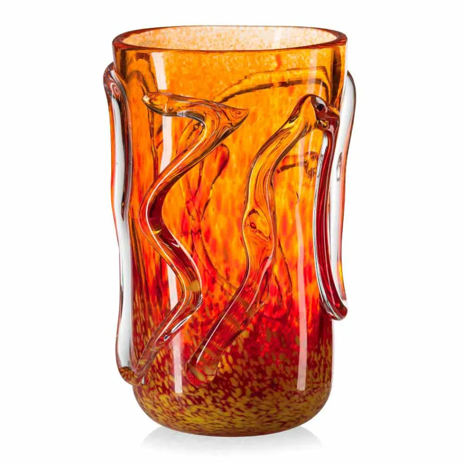 Orange Murano Blown Glass Decorative Vase Made in Italy - Mister Viadurini