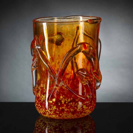 Orange Murano Blown Glass Decorative Vase Made in Italy - Mister Viadurini