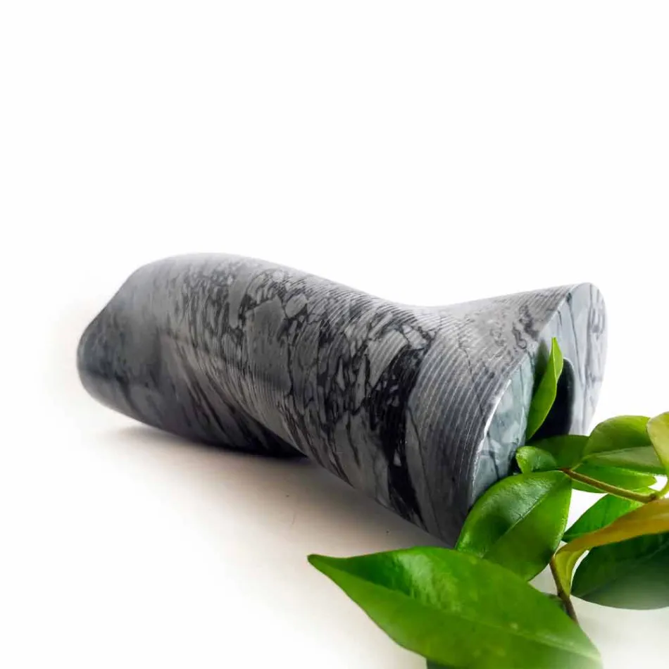 Modern Decorative Vase in Bardiglio Fiorito Marble Made in Italy - Dido Viadurini