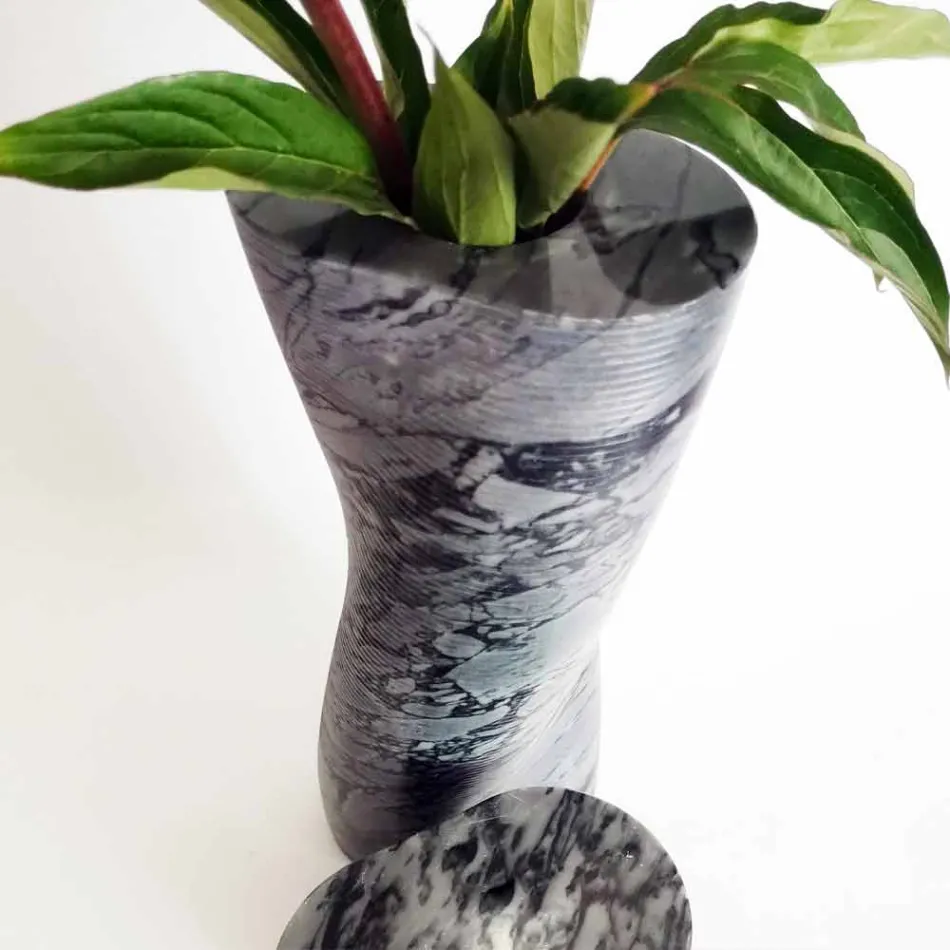 Modern Decorative Vase in Bardiglio Fiorito Marble Made in Italy - Dido Viadurini