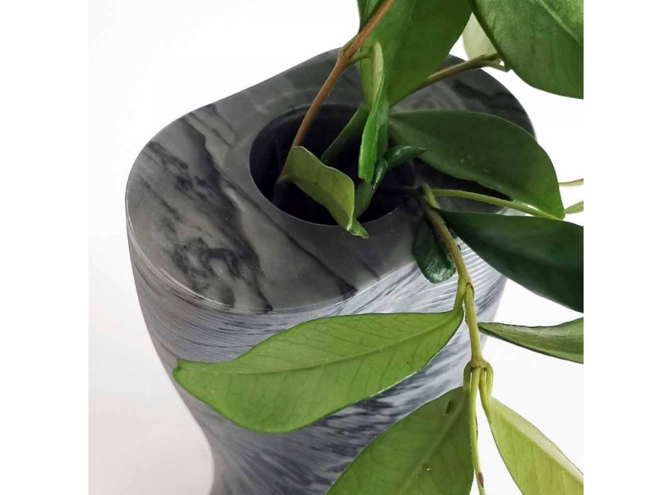 Modern Decorative Vase in Bardiglio Fiorito Marble Made in Italy - Dido Viadurini