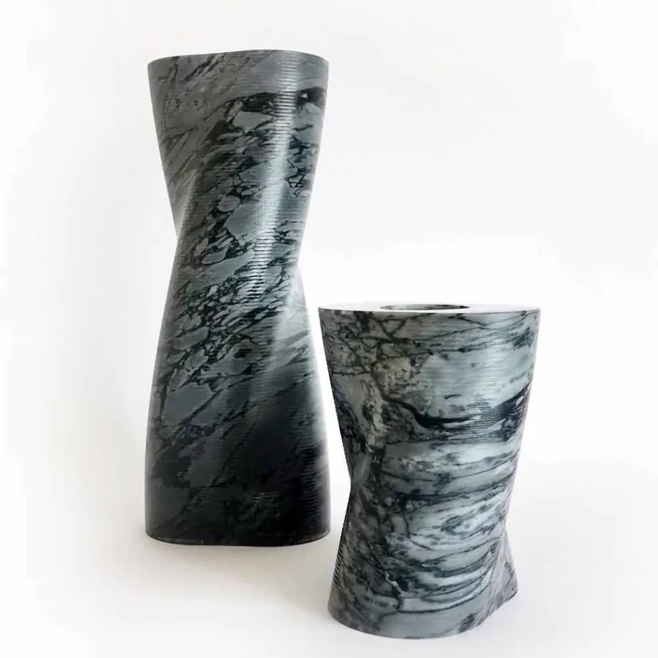 Modern Decorative Vase in Bardiglio Fiorito Marble Made in Italy - Dido Viadurini