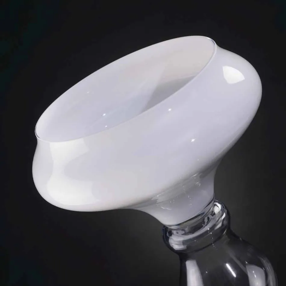 Modern Decorative Vase in White and Transparent Glass Made in Italy - Vulcano Viadurini