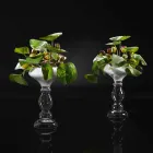 Modern Decorative Vase in White and Transparent Glass Made in Italy - Vulcano Viadurini