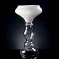 Modern Decorative Vase in White and Transparent Glass Made in Italy - Vulcano