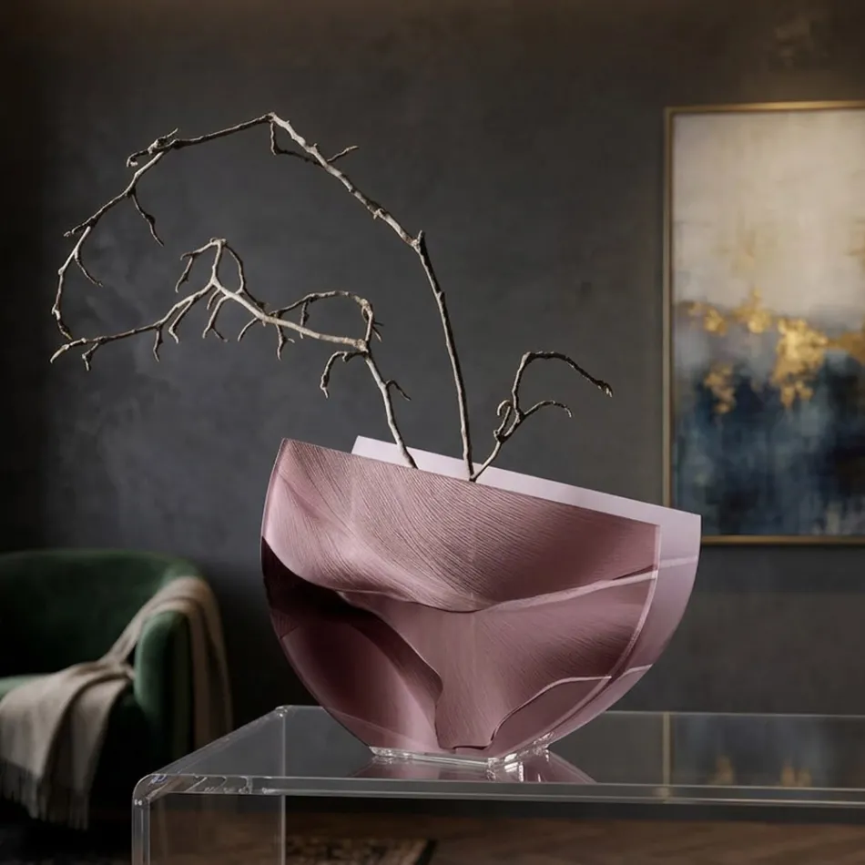 Noctis Powder Pink Decorative Vase in Printed Methacrylate Made in Italy Viadurini