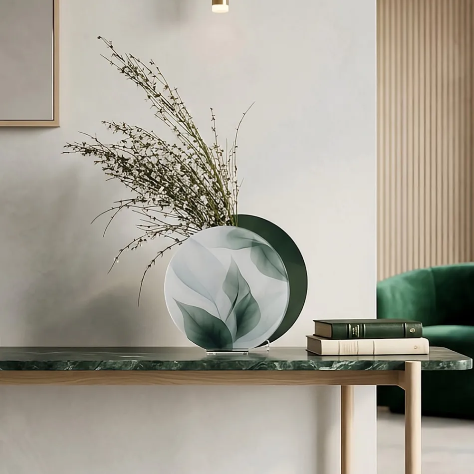 Round Decorative Vase in Green Cast Methacrylate Made in Italy - Viridis Viadurini