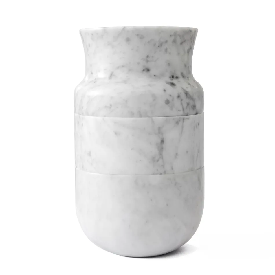 Vase Decor in White Carrara Marble and Black Marquinia Design - Calar Viadurini