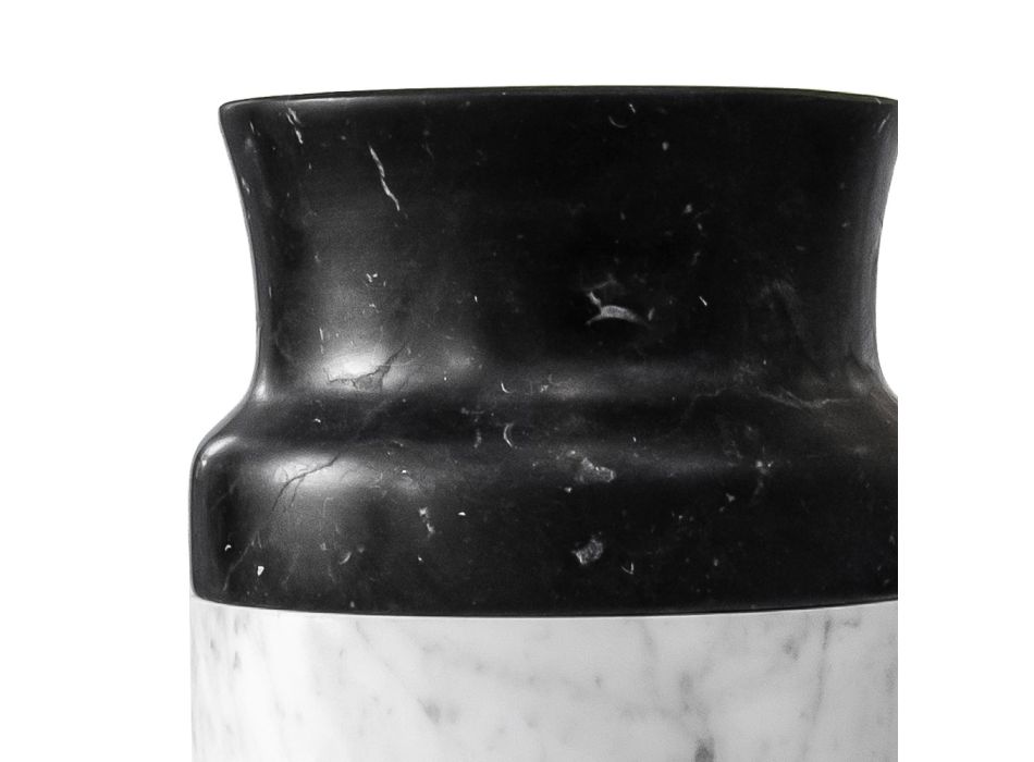 Vase Decor in White Carrara Marble and Black Marquinia Design - Calar Viadurini