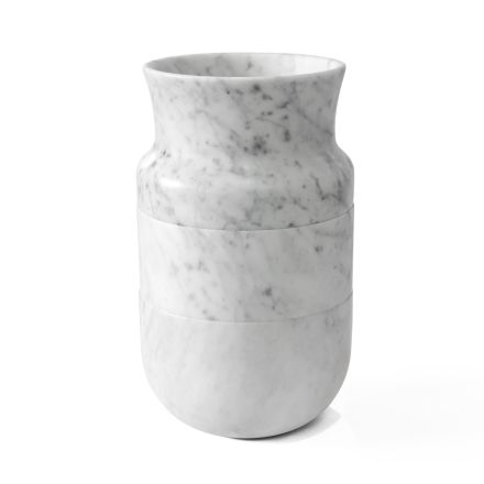Vase Decor in White Carrara Marble and Black Marquinia Design - Calar Viadurini