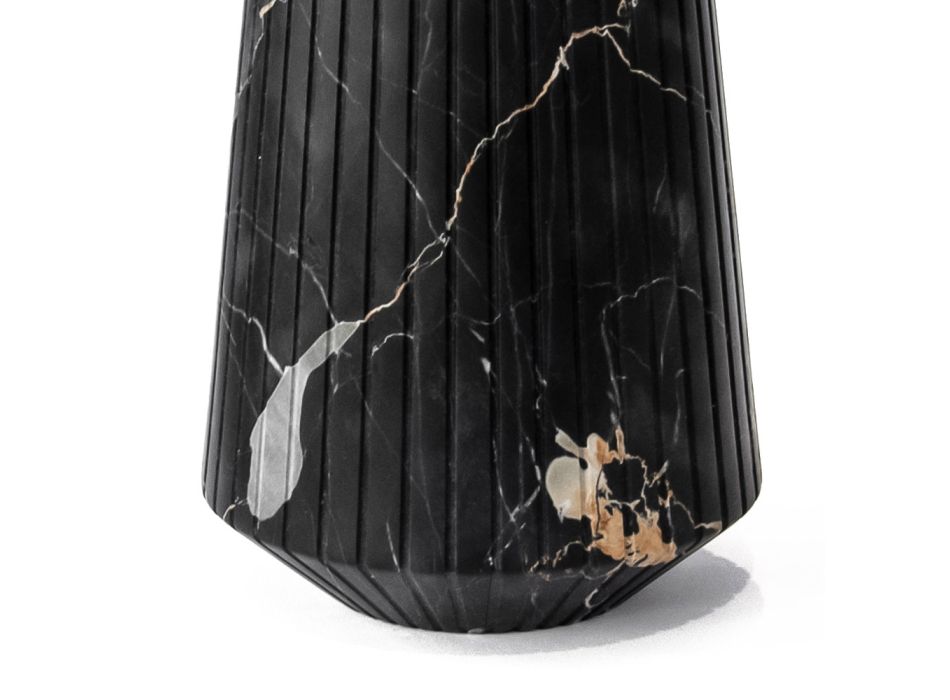 Vase of White Carrara Marble or Black Portoro Striped Design - Cairo Viadurini