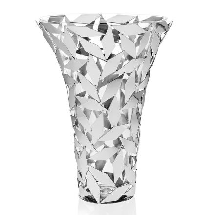 Elegant Luxury Vase in Glass and Silver Metal Geometric Decorations - Torresi Viadurini