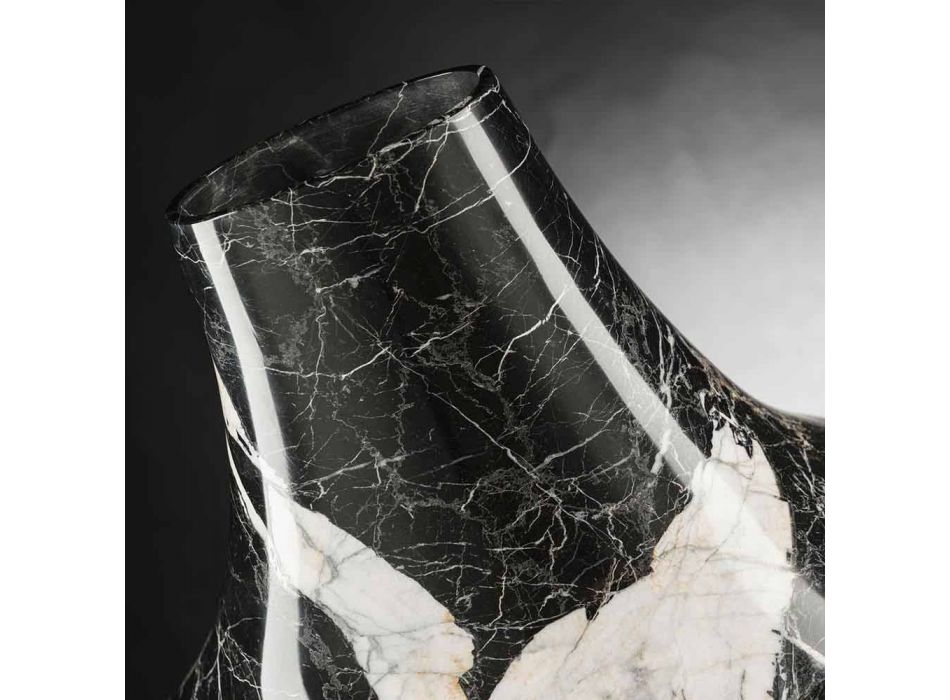 Elegant Indoor Vase in White and Black Marble Made in Italy - Original Viadurini