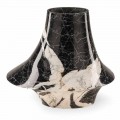 Elegant Indoor Vase in White and Black Marble Made in Italy - Original