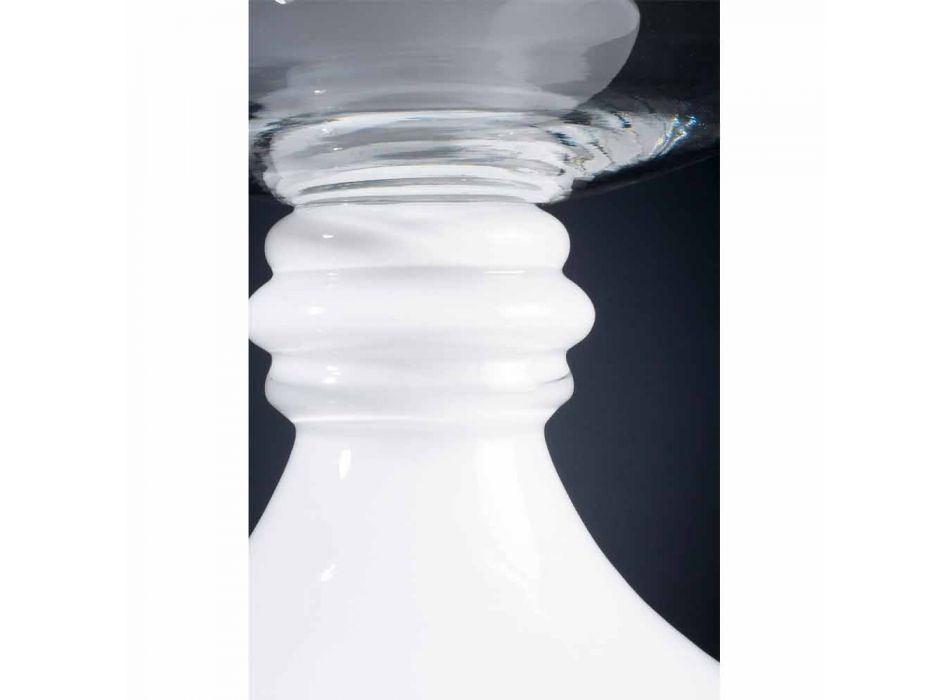 Elegant Indoor Vase in White and Transparent Glass Made in Italy - Allegra Viadurini