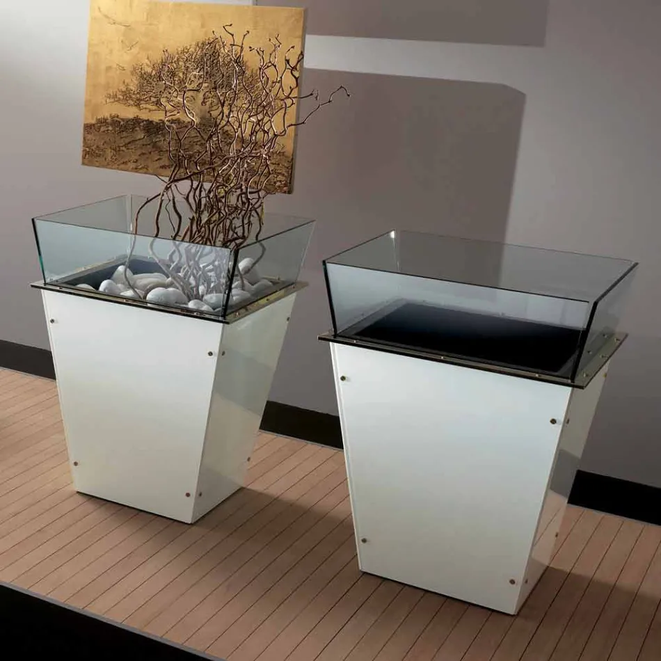 Freestanding Vase in Glass and Interchangeable Panels 3 Dimensions - Ghenna Viadurini