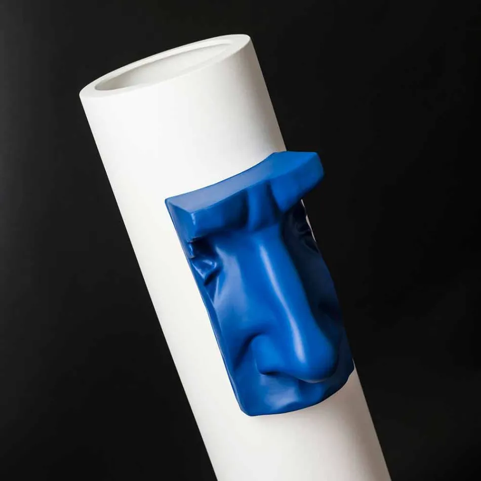 White Ceramic Vase with Colored Insert Handmade in Italy - Monte Viadurini