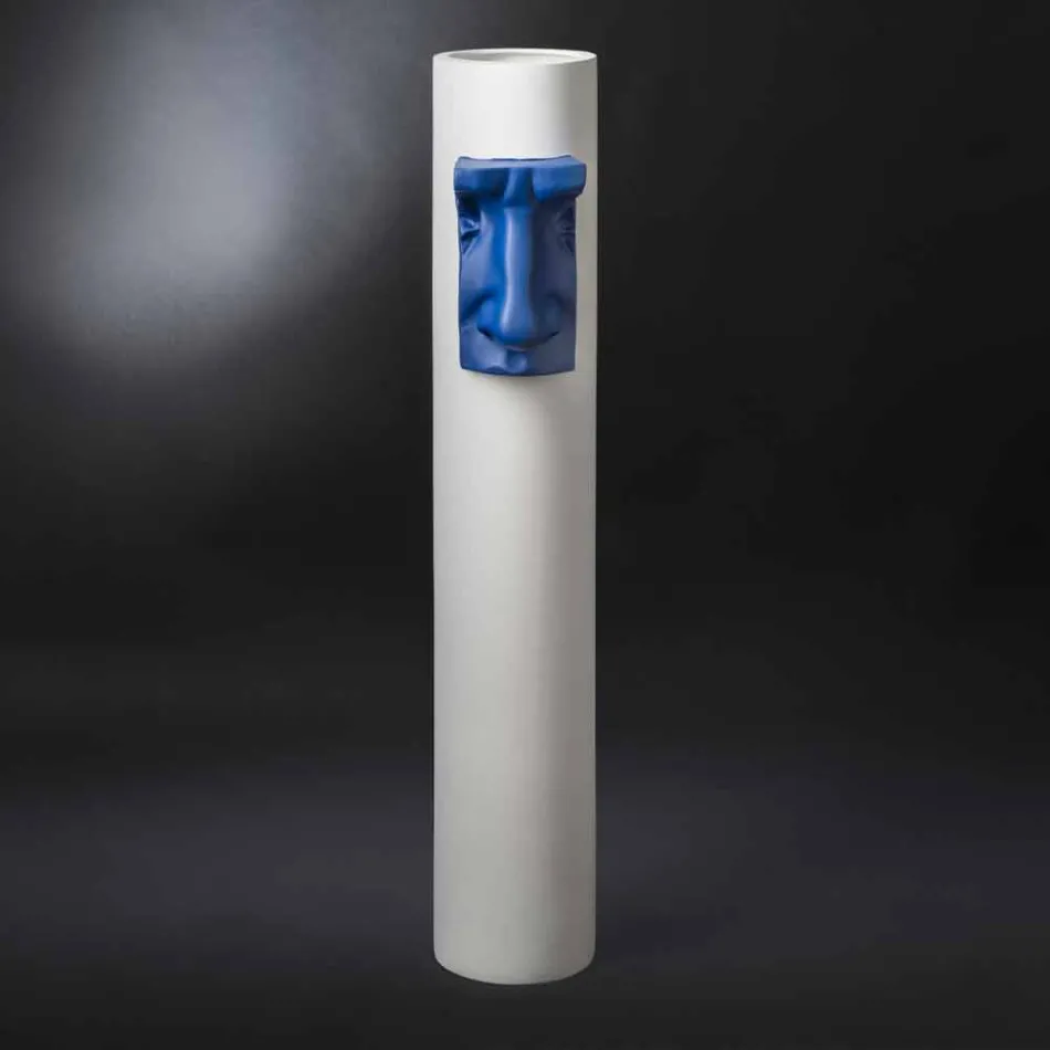 White Ceramic Vase with Colored Insert Handmade in Italy - Monte Viadurini