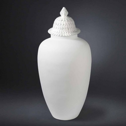 Design White Ceramic Vase with Hand Made in Italy Decoration - Verio Viadurini