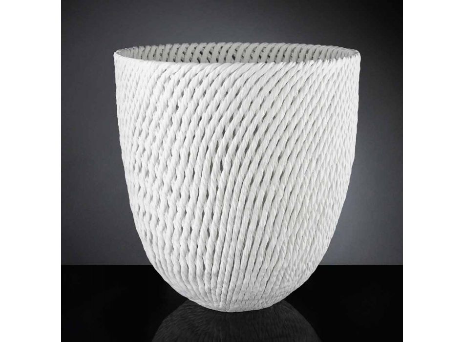 Handmade Ceramic Vase with Woven Weft Made in Italy - Napoleon Viadurini