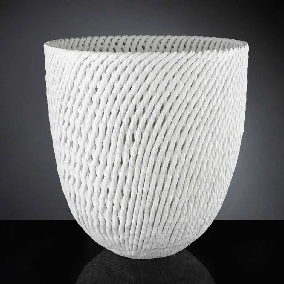Handmade Ceramic Vase with Woven Weft Made in Italy - Napoleon Viadurini