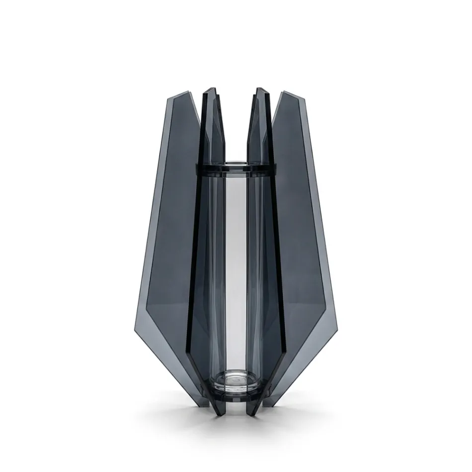Elegantly Designed Smoked Methacrylate and Glass Vase Made in Italy - Vetria Viadurini