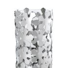 Vase in Silver Metal and Glass Elegant Cylindrical Design with Flowers - Megghy Viadurini