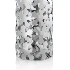 Vase in Silver Metal and Glass Elegant Cylindrical Design with Flowers - Megghy Viadurini