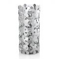 Vase in Silver Metal and Glass Elegant Cylindrical Design with Flowers - Megghy
