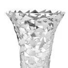 Vase in Glass and Silver Metal with Luxury Geometric Decoration - Chirico Viadurini