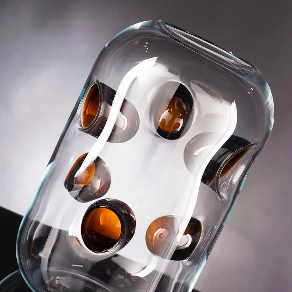 Murano Blown Glass Vase with Colored Details Made in Italy - Trapani Viadurini