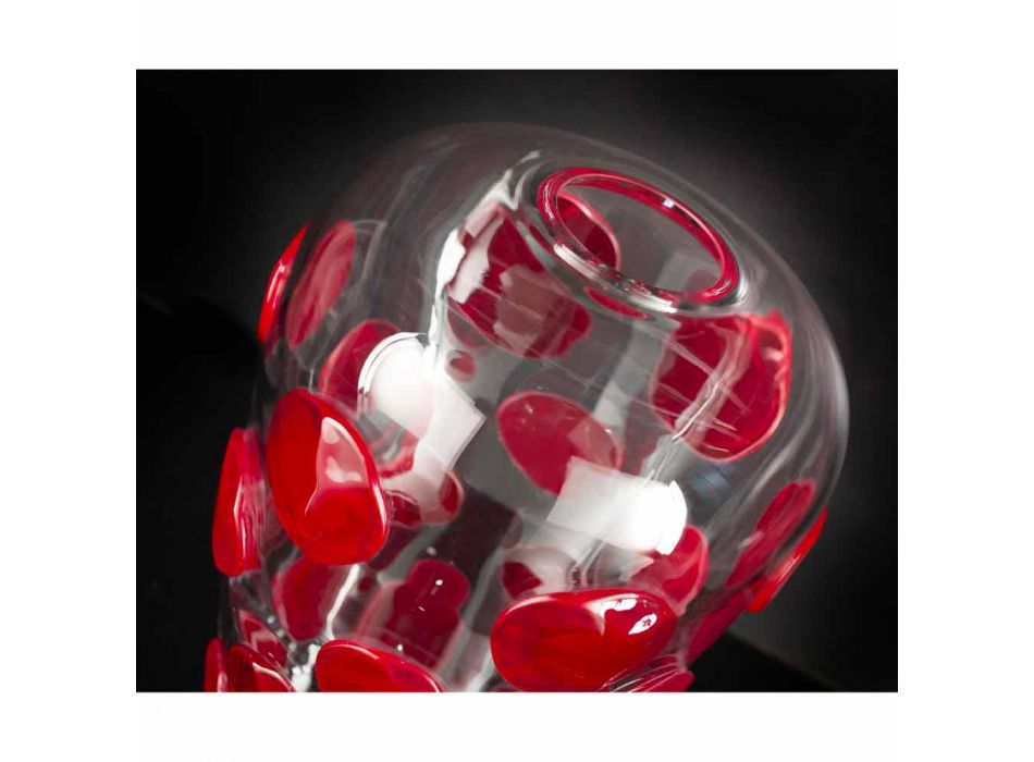 Transparent and Red Murano Blown Glass Vase Made in Italy - Cenzo Viadurini