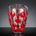 Transparent and Red Murano Blown Glass Vase Made in Italy - Cenzo
