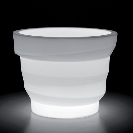 Bright Polyethylene Garden Vase with LED Made in Italy - Poldo Viadurini