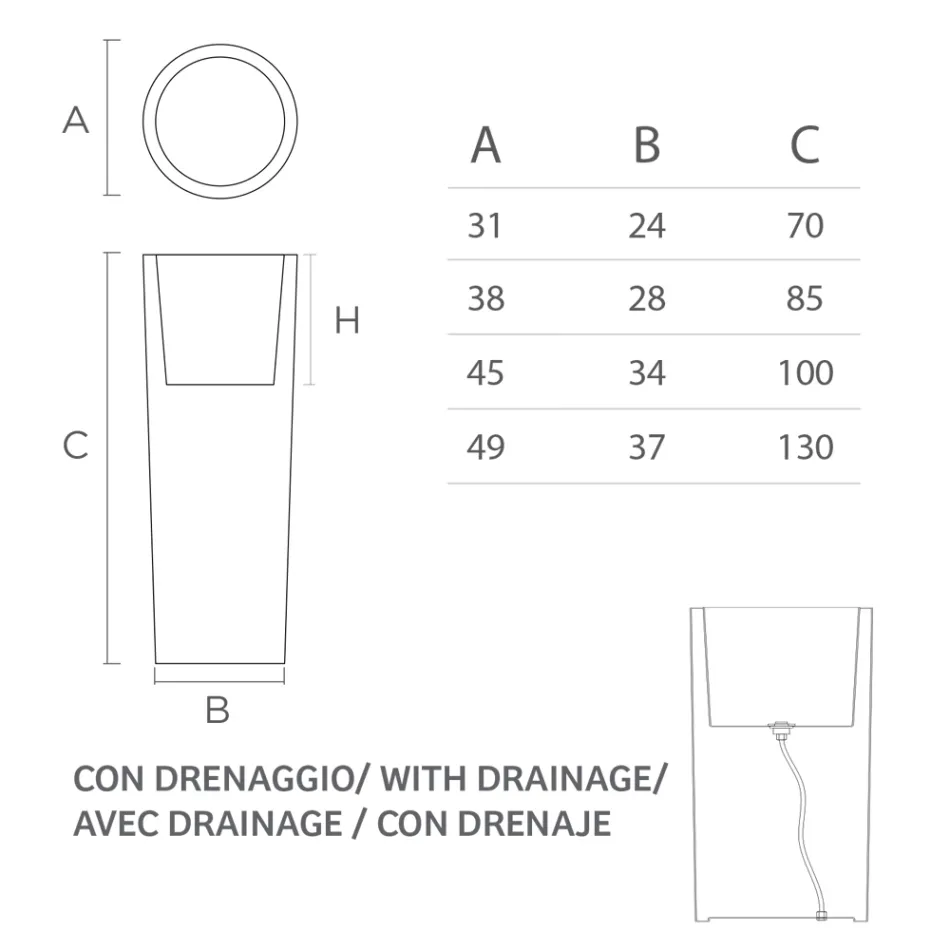 Tall Indoor Illuminated Vase in Pearl Polyethylene Made in Italy - Devid Viadurini