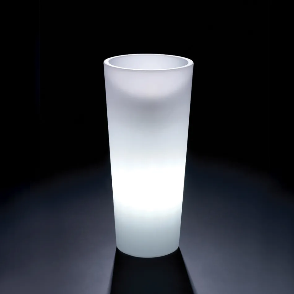 Tall Indoor Illuminated Vase in Pearl Polyethylene Made in Italy - Devid Viadurini