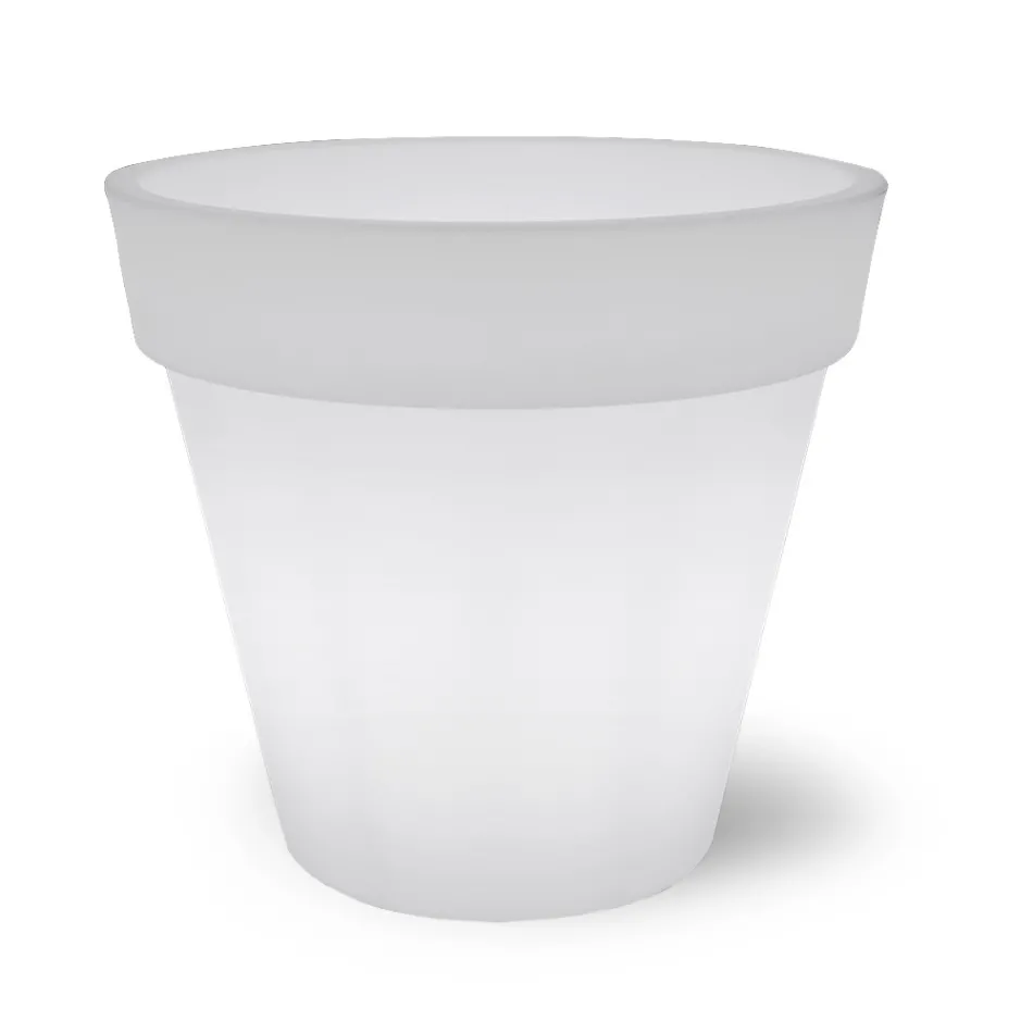 Luminous Vase for Outdoor in White Polyethylene Made in Italy - Taralla Viadurini