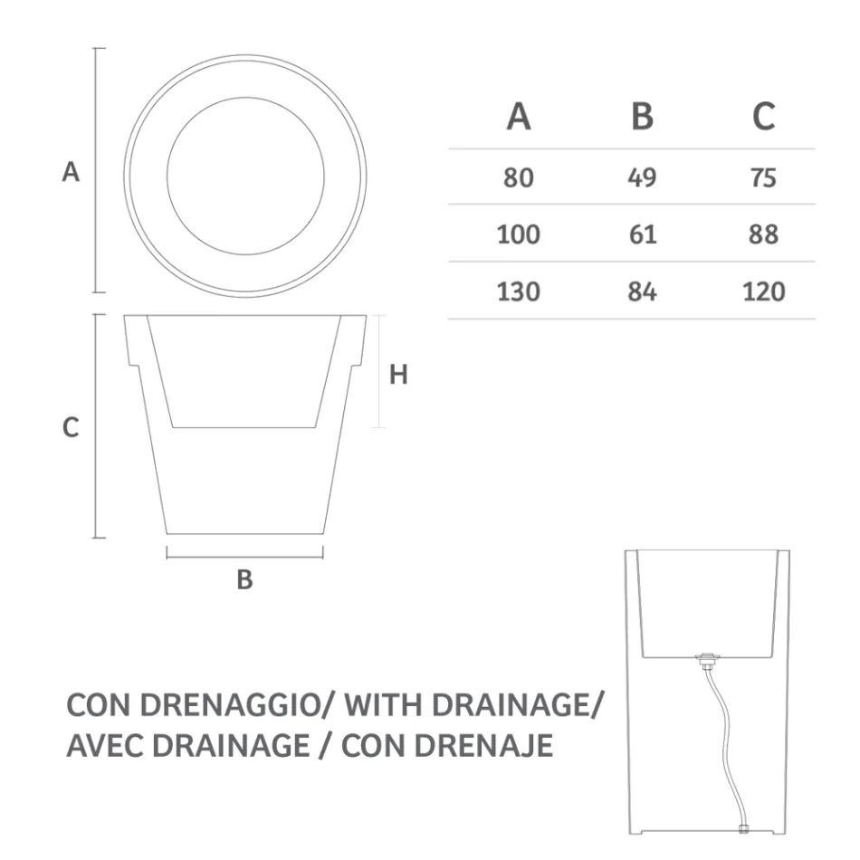 Luminous Vase for Outdoor in White Polyethylene Made in Italy - Taralla Viadurini