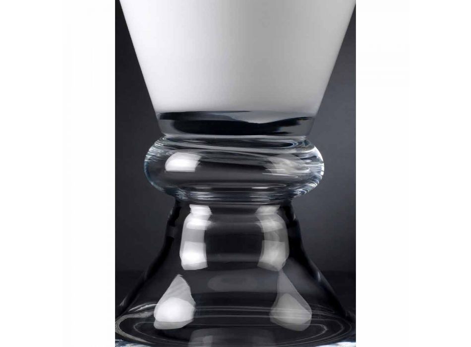 Modern Indoor Vase in White and Transparent Glass Made in Italy - Romantic Viadurini