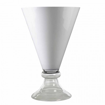 Modern Indoor Vase in White and Transparent Glass Made in Italy - Romantic Viadurini