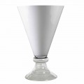 Modern Indoor Vase in White and Transparent Glass Made in Italy - Romantic