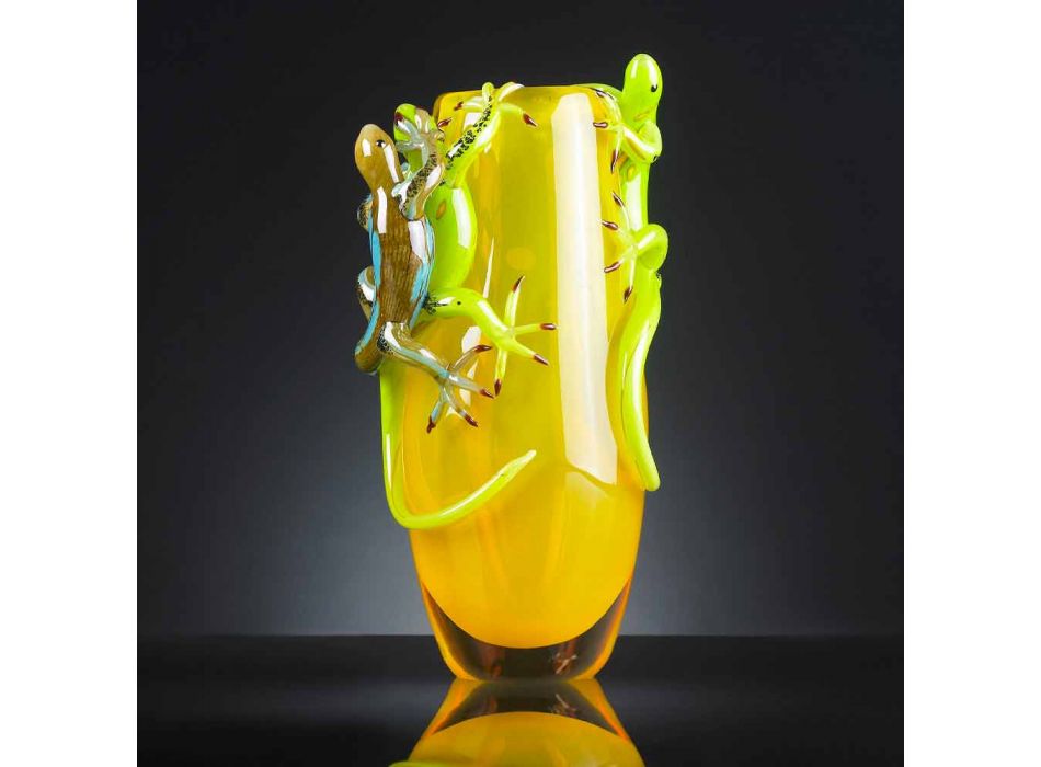 Colored Glass Ornamental Vase Handcrafted in Italy - Geco Viadurini