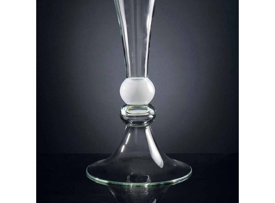 Transparent Glass Ornamental Vase with White Sphere Made in Italy - Vanissa Viadurini