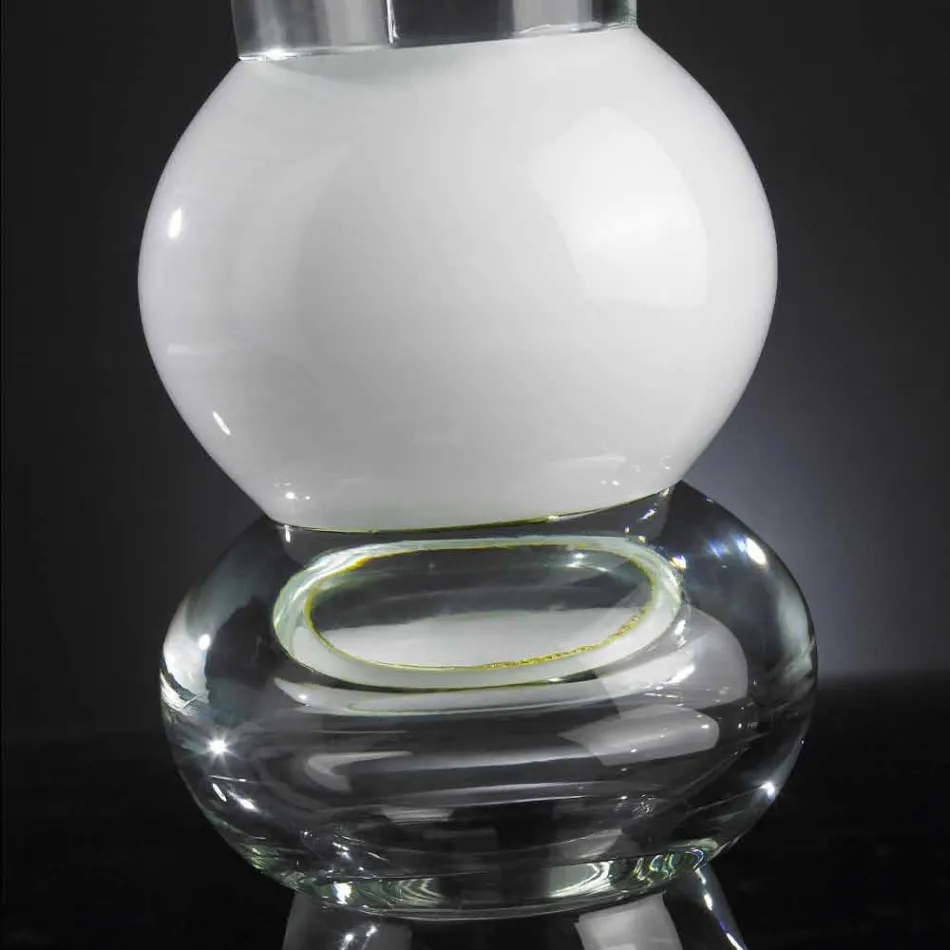 Transparent Glass Ornamental Vase with White Sphere Made in Italy - Vanissa Viadurini