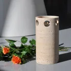 Cylindrical Vase/Candle Holder in Satin Marble Made in Italy - Shoyo Viadurini