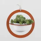 Hanging Flower Vase in Steel and Ceramic Made in Italy - Leotta Viadurini